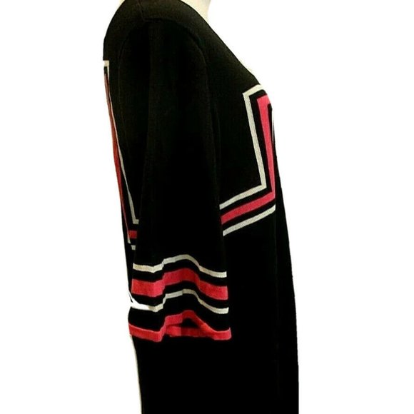 SANGRIA Black/White/Pink Geometric Knit Dress - Picture 8 of 9